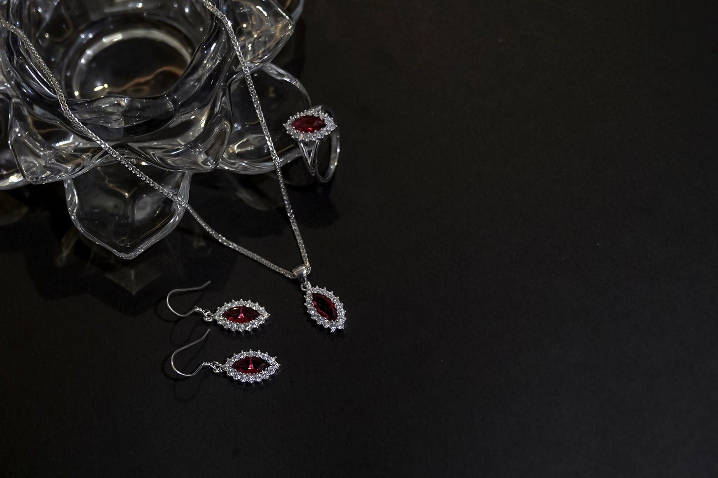 Rose Lumière:Italian Silver Pendant Set