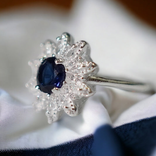 Midnight Sapphire: Italian Silver Ring